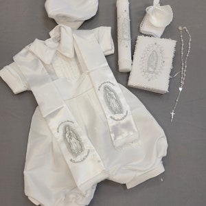 Traje de bautizo para niño: virgen maria, vestido de pelele Ropon, vestido de niño blanco o marfil, traje vintage, Niño Bautizo, virgen maría,
