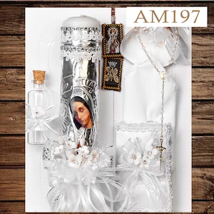 Beautiful Baptism Candle Set, Christening 4 Pieces Set,white, Hand Made, Vela de Bautizo, Ceremony candle, a unique design.