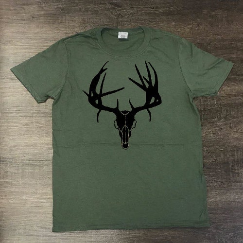 T-shirt tête de mort cerf de Virginie, T-shirt de chasse pour homme, logo cerf de Virginie, chemise cerf, chemise de chasse, chemise d'extérieur