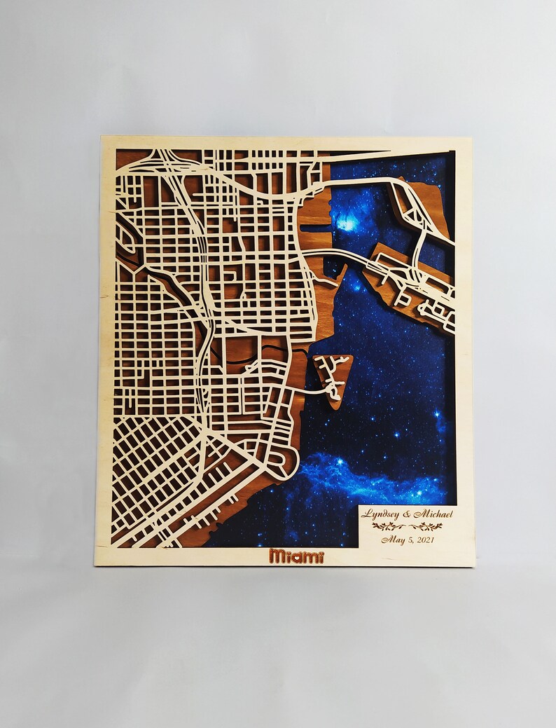 Wall Decor Wooden Map 3D City Map Details about   Miami Map Home Decor Housewarming Gift