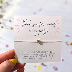 Thank You for Coming to My Party Wish Bracelet | Party Bag Filler, Kids Birthday Favour, Star Charm Bracelet, Birthday Keepsake, Kids Party