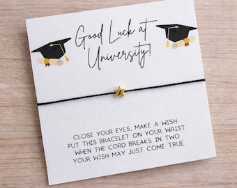 Lycka till på universitetet Önskearmband, studentpresent