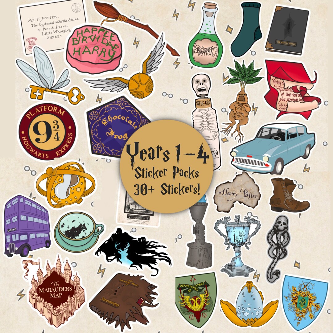 Azkaban Sticker 30 Harry Potter Years 1-4 Sticker Sets, Philosophers Stone, Chamber of ...