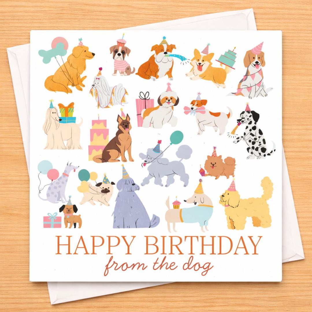 Happy Birthday From the Dog/s Card | Funny Pet Birthday | Square Card ...