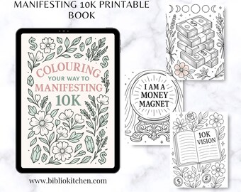 A4, A5, US Letter Coloring Your Way to Manifesting 10K Dollar Mindset Workbook for Abundance Kleurboek voor volwassenen