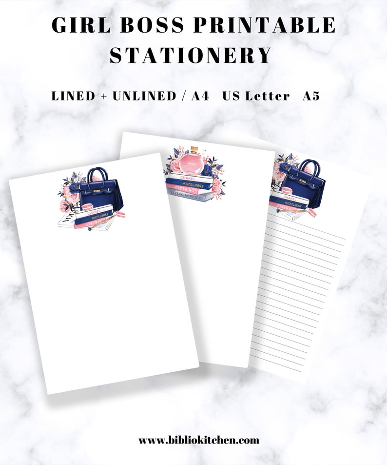 Girl Boss Printable Stationery Paper / Printable Note Paper / Instant ...