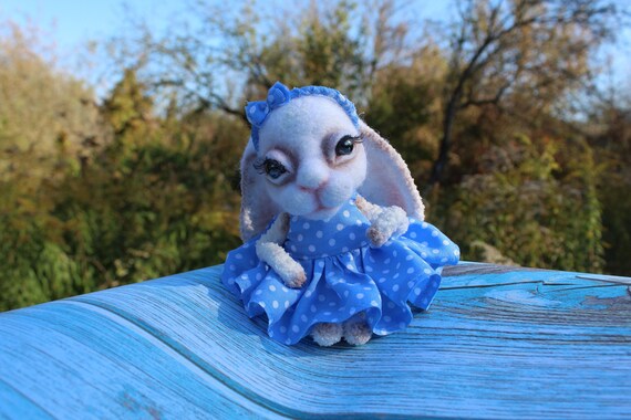 felt bunny in blue dress Sweet Bunny Annie