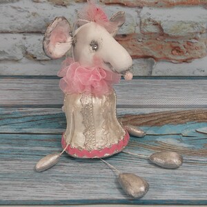 Handmade Textile Rat Doll: Anfisa Interior Toy Decor (9 inch)