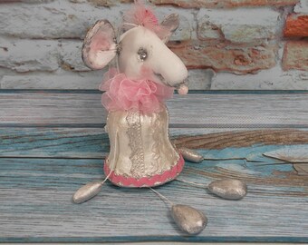 Handmade Textile Rat Doll: Anfisa Interior Toy Decor (9 inch)