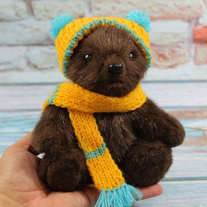 Handmade Teddy Bear Bagel: Collectible Faux Fur Plush Toy