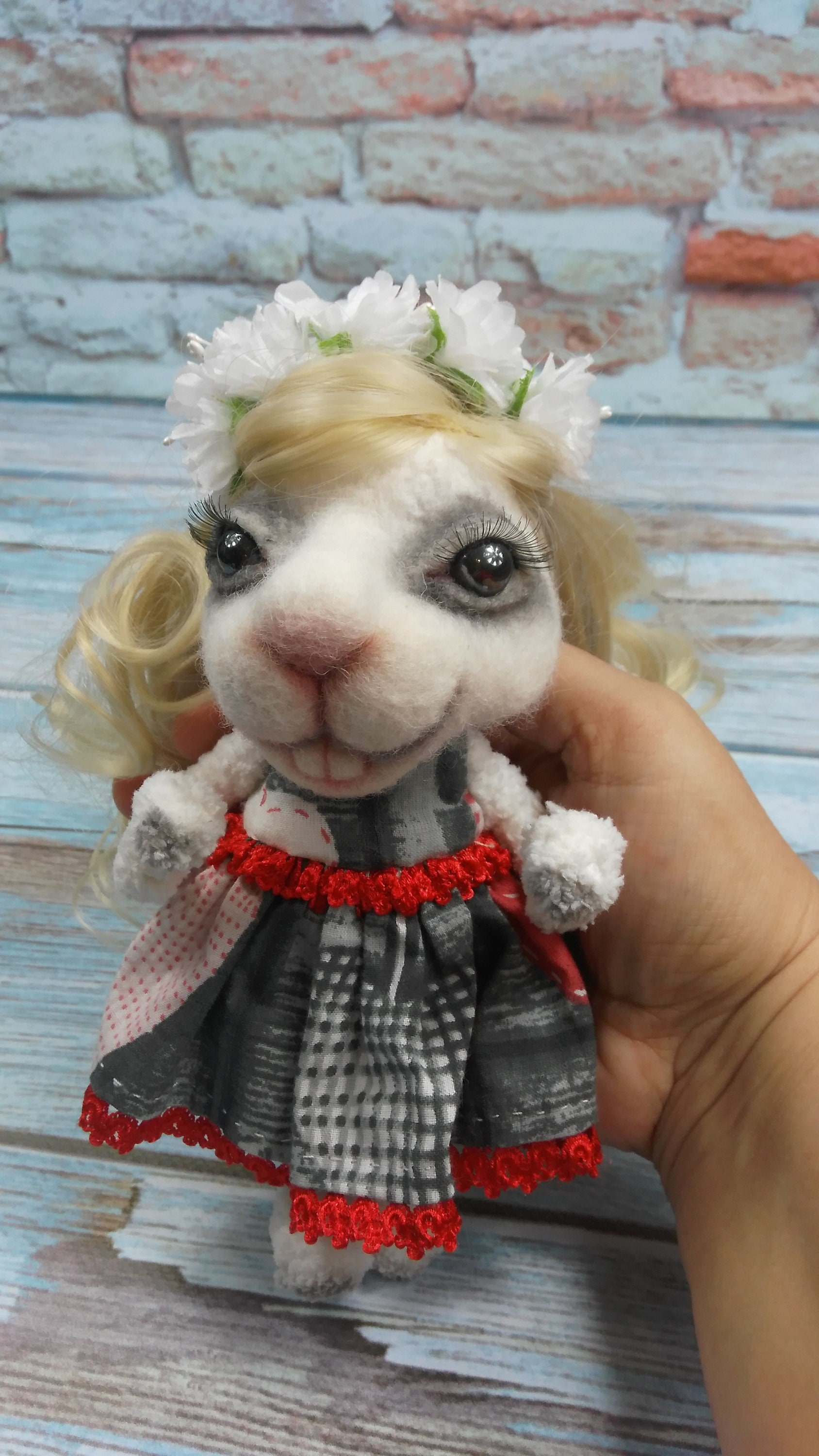 Amigurumi Rabbit With White Long Curly Hair Baby Girl Gift - Etsy
