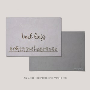 Veel liefs - Goldfolie Postkarte A6 - Softtouch - With love
