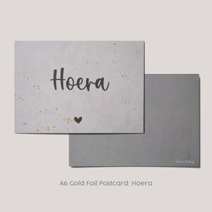 Hoera - Carte postale feuille d'or A6 - Softtouch - Vieing - Feest