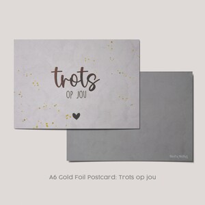 Trots op jou - Carte postale feuille d'or A6 - Softtouch - Fier de vous