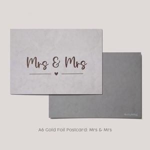 Postal Mrs & Mrs Gold Foil A6 - Softtouch - Tarjeta de boda - Pareja