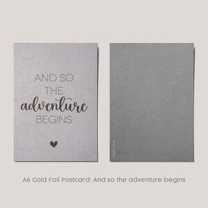 Et ainsi commence l'aventure - Carte postale feuille d'or A6 - Softtouch - Mariage - Mariage