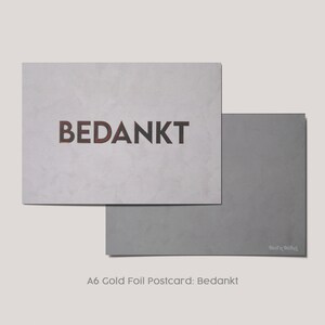 Bedankt - Carte postale feuille d'or A6 - Softtouch - Merci