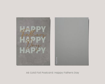 Happy Fathers Day - Goldfolie Postkarte A6 - Softtouch