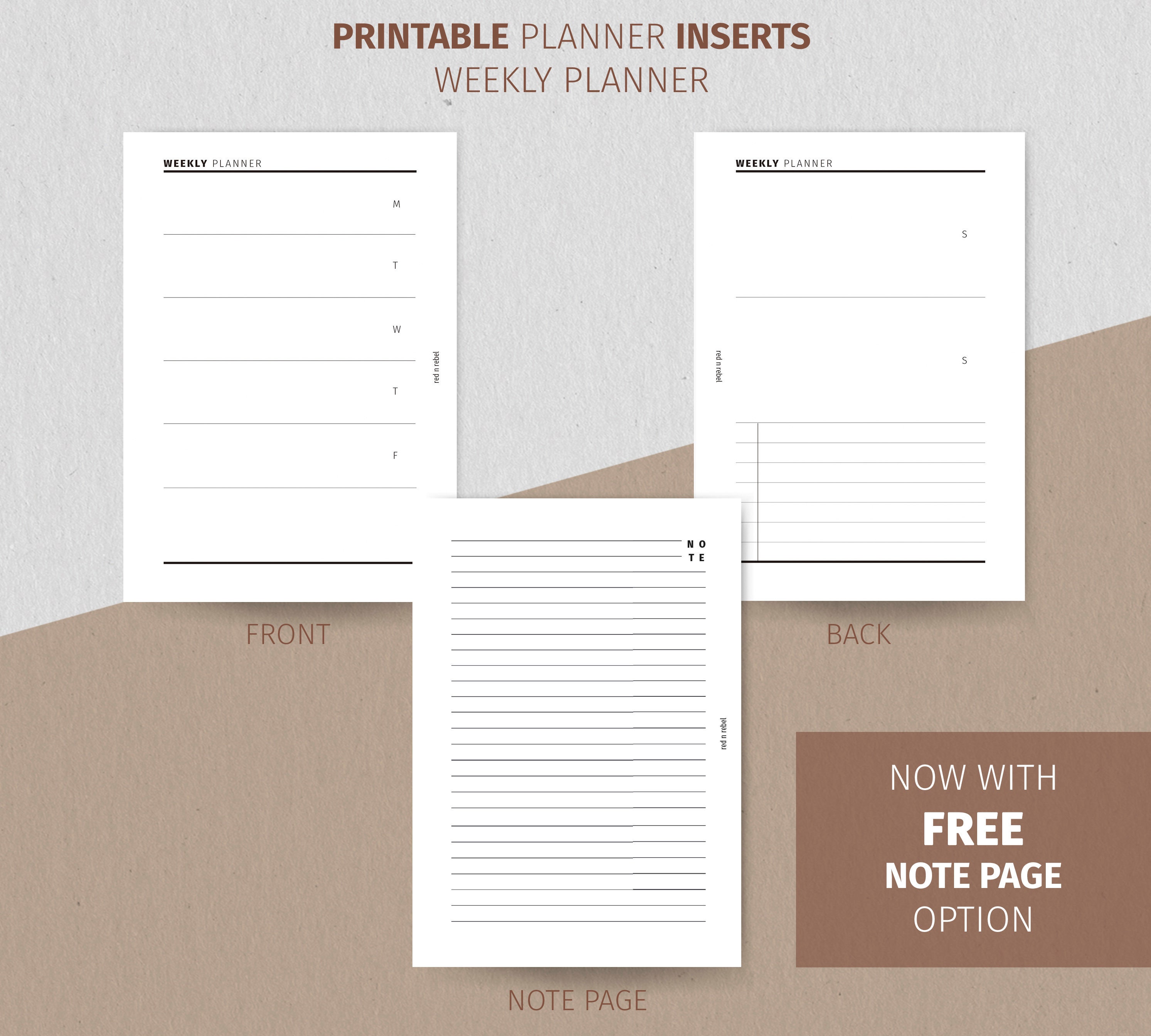 Weekly A6 Planner Inserts Printable Dashboard Insert Weekly Etsy