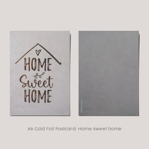 Home Sweet Home - Carte postale A6 feuille d'or - Softtouch - New Home