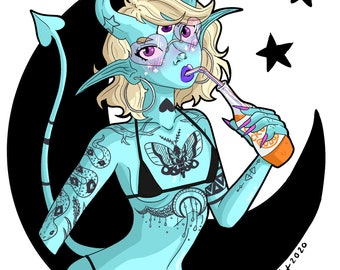 Sassy Demon Babe Monster Girl Insta-Baddie Art Print
