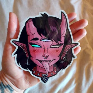 Holo Kawaii Succubus Monster Girl Jumbo Size Sticker