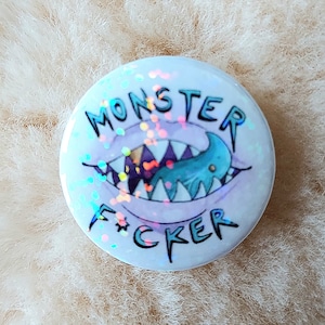 Monster F*cker Confetti Dot Holographic Button Pin