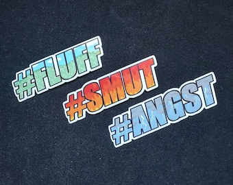 AO3 fanfiction tags #ANGST #SMUT #FLUFF sticker 3 pack
