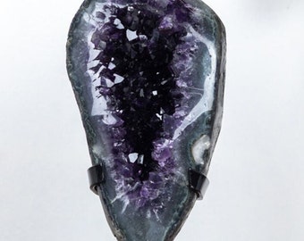 Polished Amethyst Portal Crystal ** Cut Geode with Stand Huge Agate 10 lbs