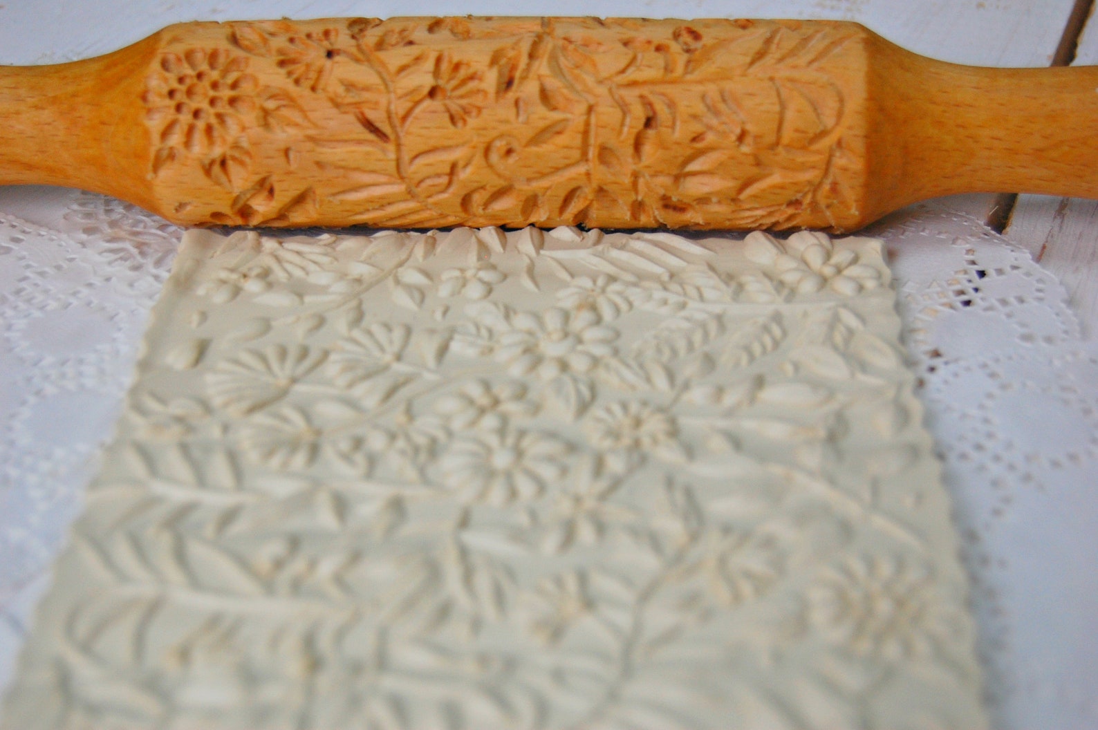 Cookie rolling pin rolling pin flower pattern embossing Etsy