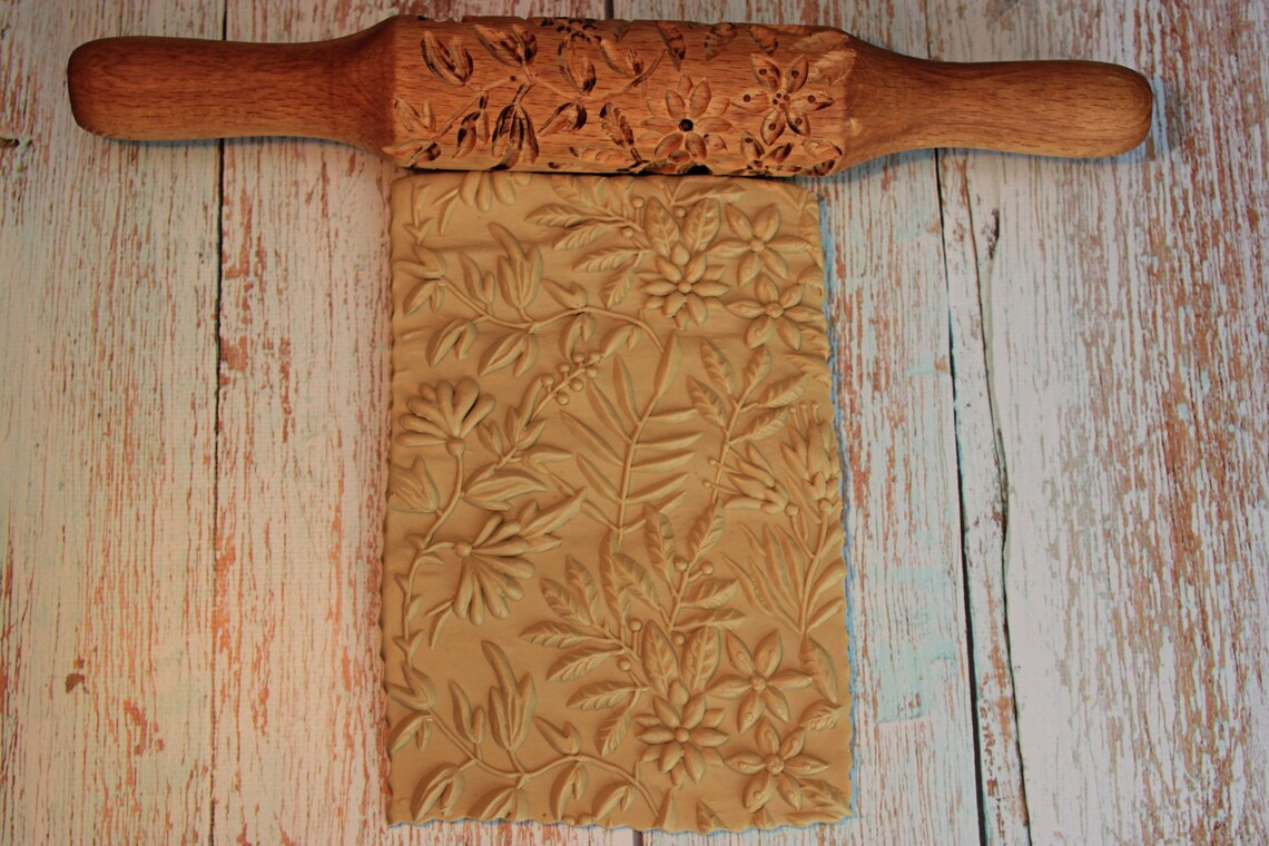 Cookie rolling pin rolling pin flower pattern embossing Etsy