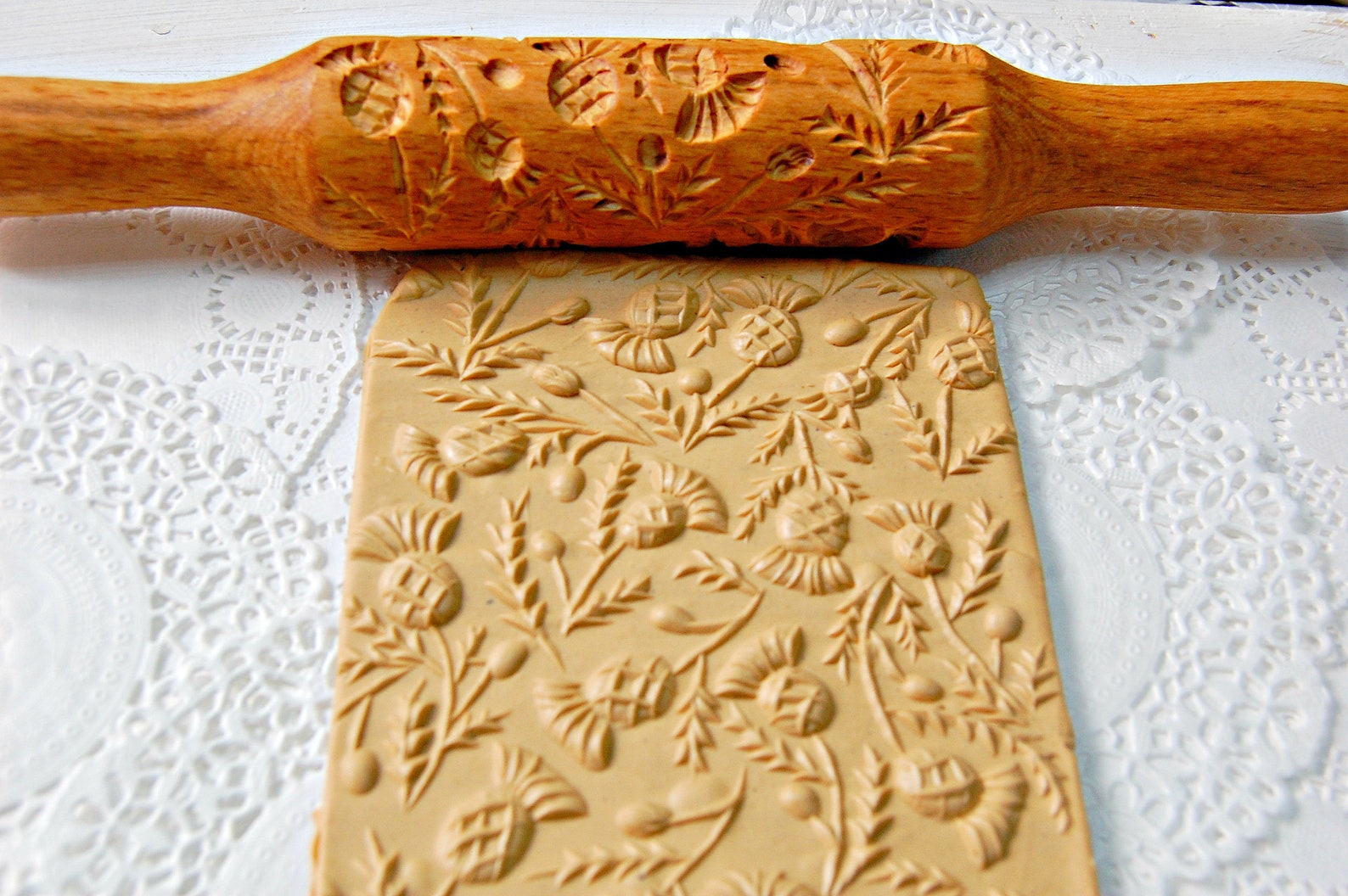 Rolling pin cookies Thistle textured patterns baking tools Etsy