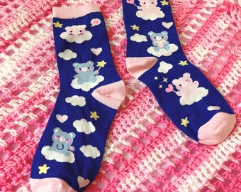 Peace n Luv Cloud Bear Heart Star Socks