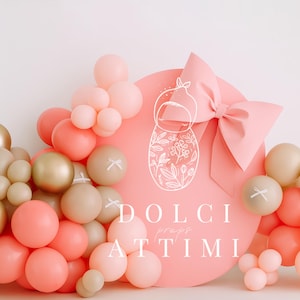 Pink Bow First Birthday Digital Backdrop – Girl Cake Smash Background with Gold Balloons  for Baby Milestone Photos
