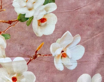 Tela de viscosa floral rosa