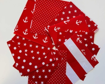 Mixed Red Squares Fabric Bundle - 42 Pieces