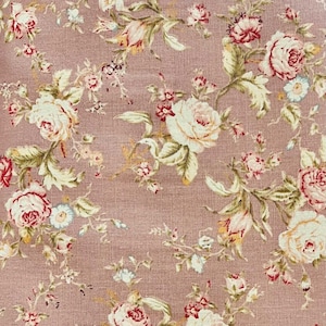 Tela de popelina de algodón con rosas vintage