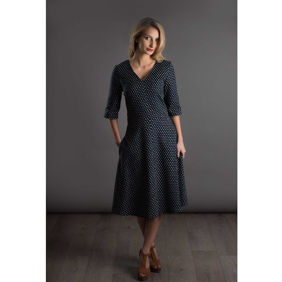 asymmetric pattern dress Multi Abstract Print Cut Out Midi – AX Paris This piece fastens with NPU-Deejay-202512 Color:RED & BLACK 7481 - Lt Blue