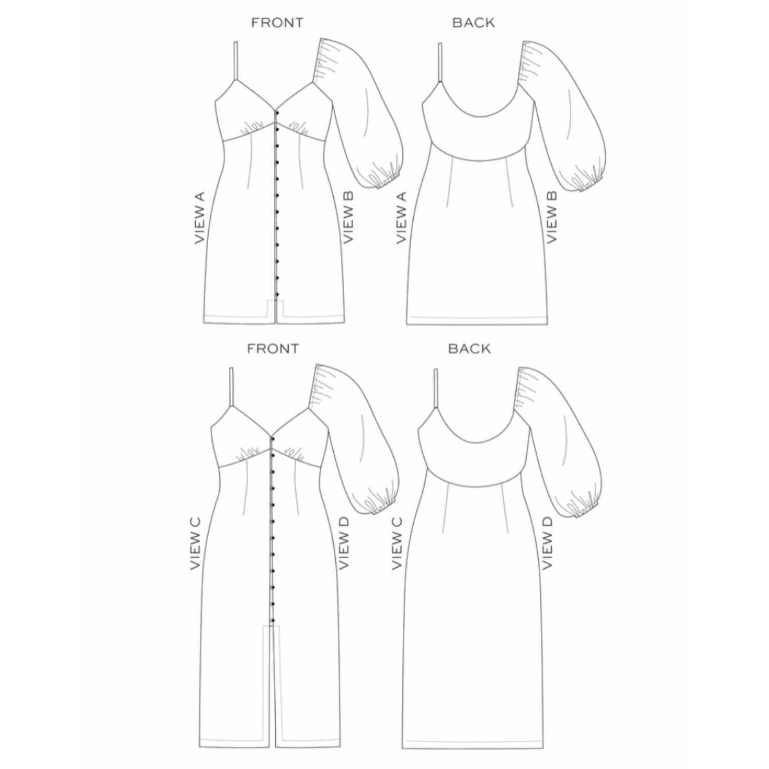 Lora Dress Sewing Pattern Size 14-32 - True Bias - Etsy