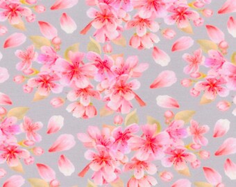 Pink Floral Organic Printed Jersey Fabric
