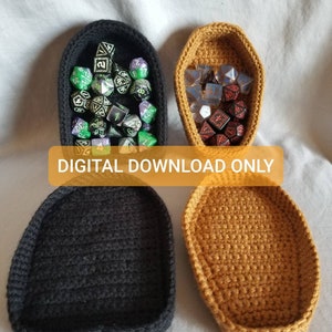 Coffin and Tombstone Dice Box Crochet Patterns – Halloween-Themed RPG Storage, Amigurumi Dice Holders, Trinket Holder, Instant Download