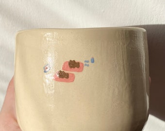 Handmade pottery ceramic tumbler, Stoneware mug