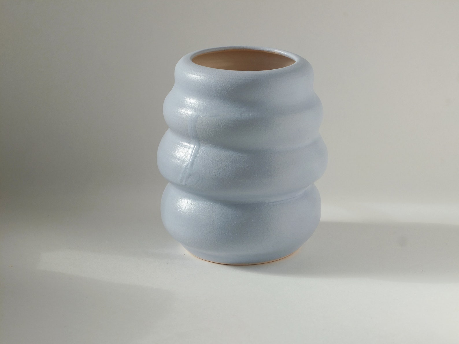 Blue ceramic vase Home decor Stoneware pottery Wavy vase Etsy