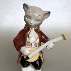 cat musician figurine porcelain German Gräfenthal by Carl Scheidig