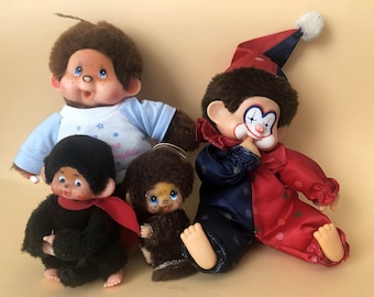 Monchhichi singes poupées en peluche vintage