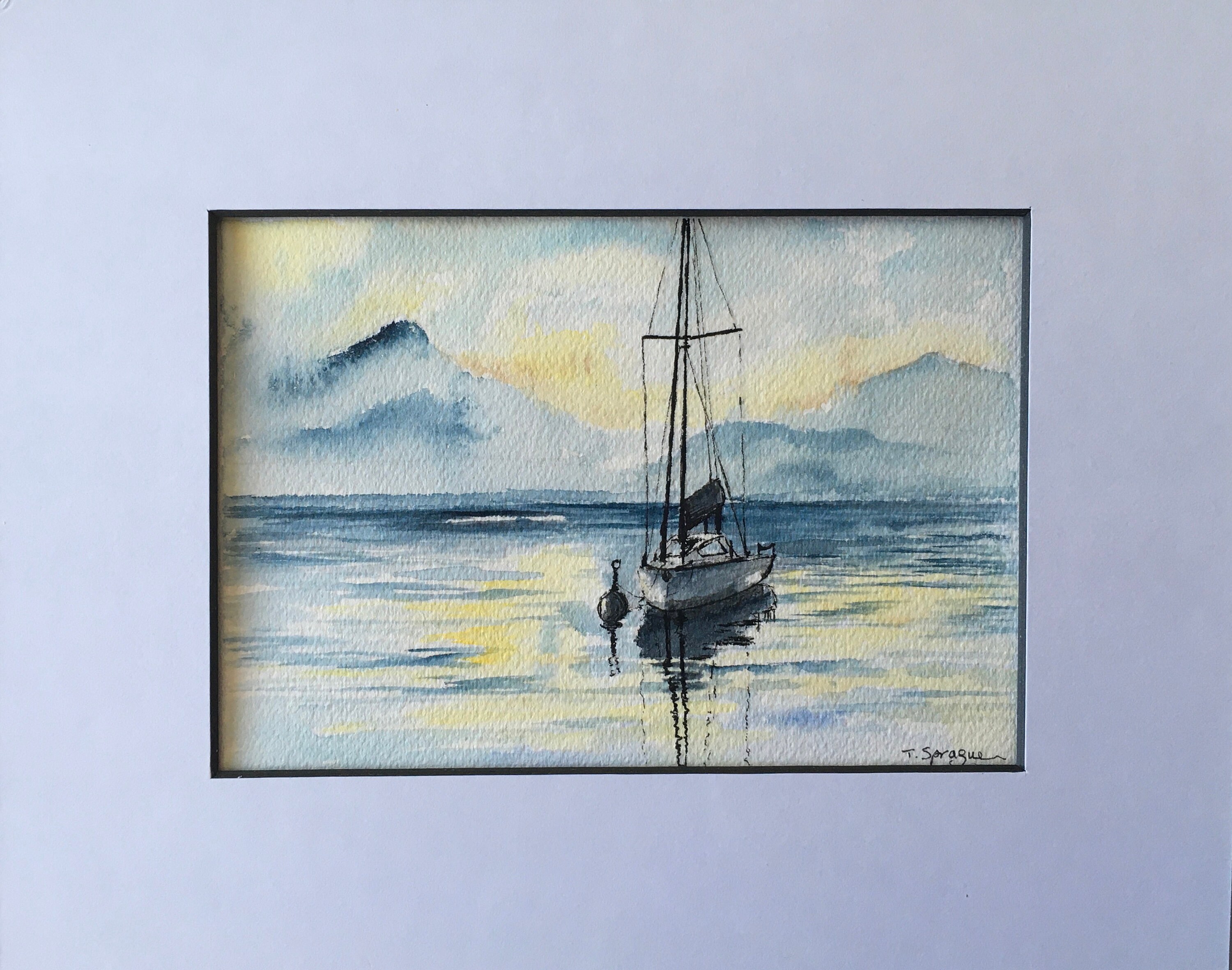 Sailboat Nautical Wall Art Watercolor Pen and Ink Coastal - Etsy UK