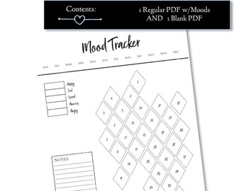 Printable and Digital | Diamond Monthly Mood Tracker