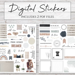 Digitale stickers | Vrije geest | Boho Boho-stickers voor digitale planners