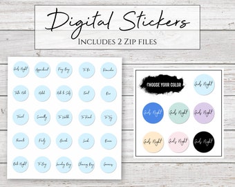 Digital Stickers | Circle Task Stickers for Digital Planners