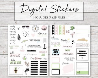 Digital Stickers | Hello Summer Stickers for Digital Planners